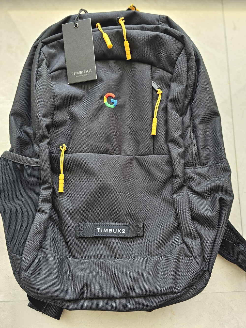NWT Timbuk2 Google Logo Black Backpack with Yellow Accents